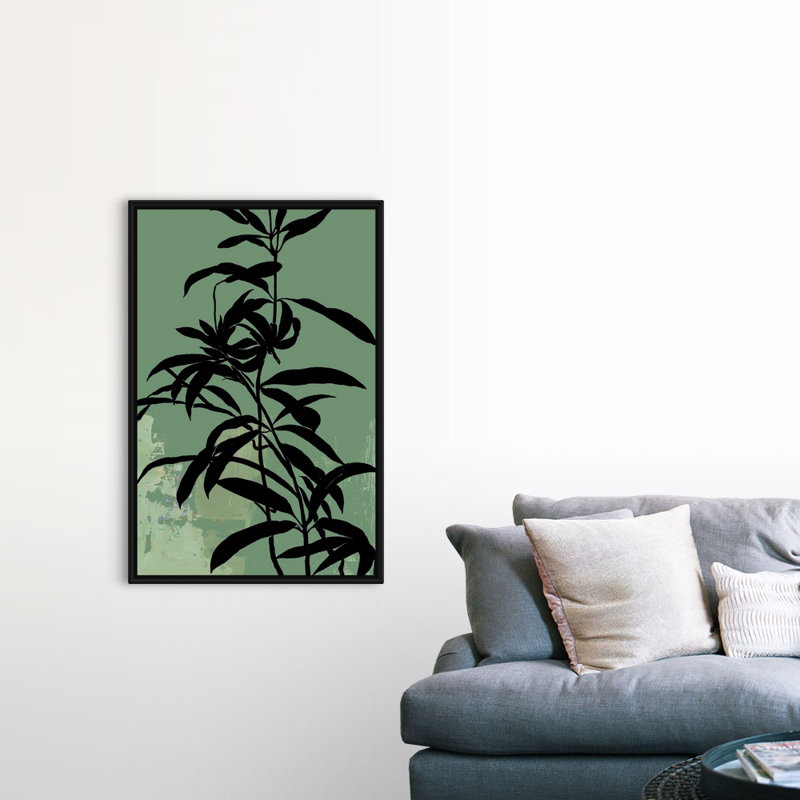 «Green Silhouette II», art mural sur toile, Toile avec cadre noir, H 50 po x l 34 po