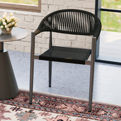 Rattan Indoor/Outdoor Stacking Patio Dining Armchair Restaurant Chair