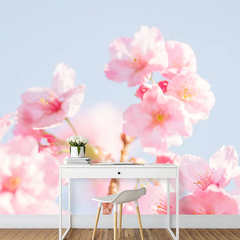 Fleurs de cerisier japonais roses, L 100 po x l 144 po