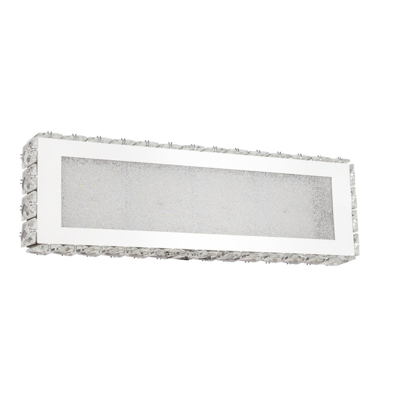 Pixley Chrome LED Wall Sconce With Clear Crystal Accents, 5" H x 18" W 3.5" D