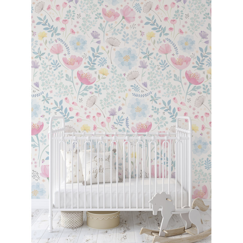 Panneau de papier peint texturé Lima Whimsy, Rose / bleu, L 108 po x l 48 po