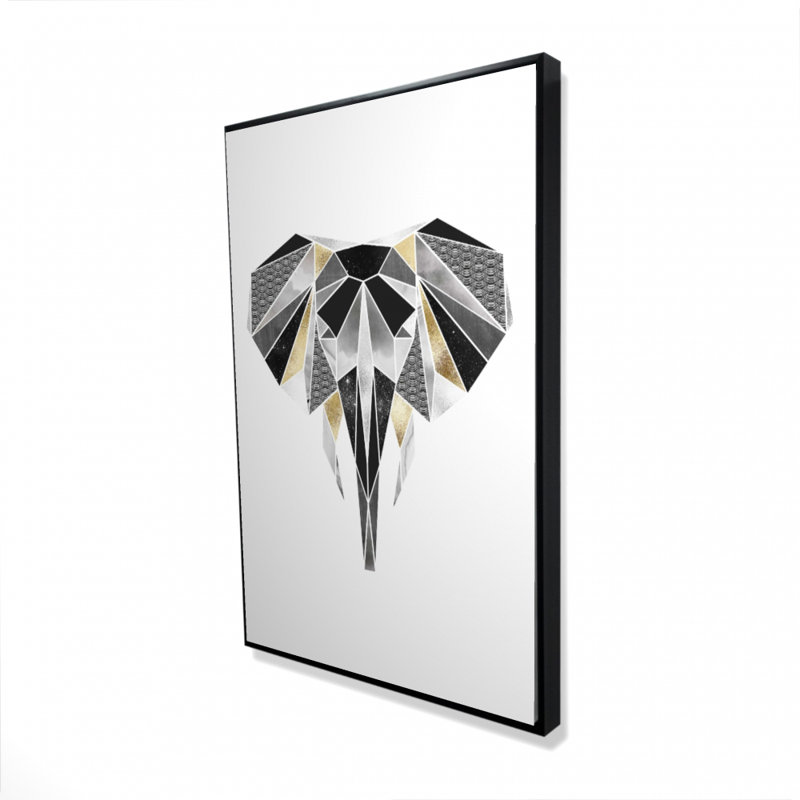 Geometric Elephant - Framed Canvas Art for Home Decor