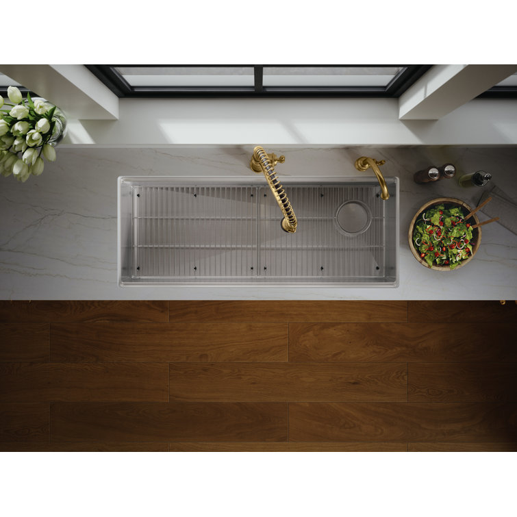 KOHLER Strive 44 in. Undermount Single Bowl Stainless Steel Workstation Kitchen Sink
