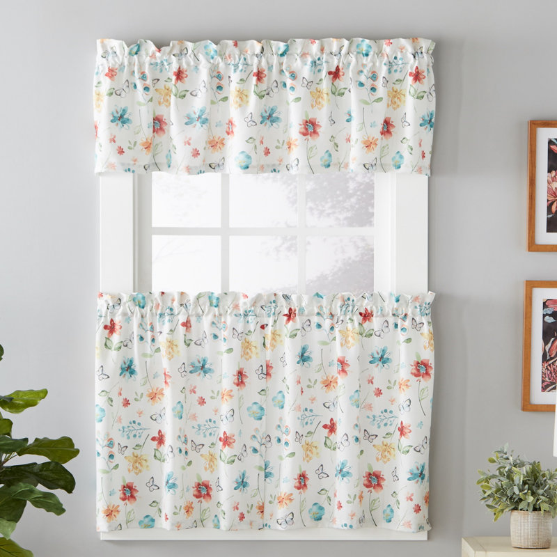 Ashling Floral Tailored Cafe Curtain, 57" W x 24" H