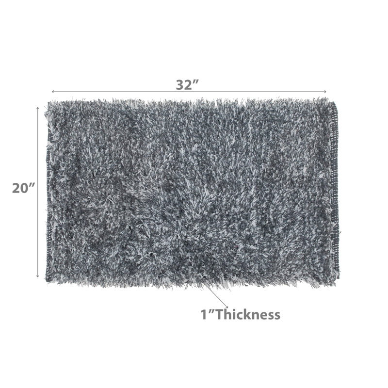 Izaias Cotton Blend Non-Slip Bath Rug, Gray