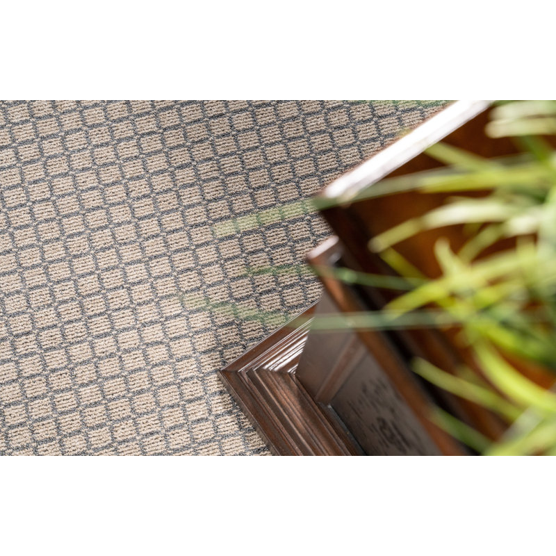 Tapis d'intérieur / extérieur beige touffeté Imo, Demi-cercle 1 pi 10 po x 3 pi 8 po