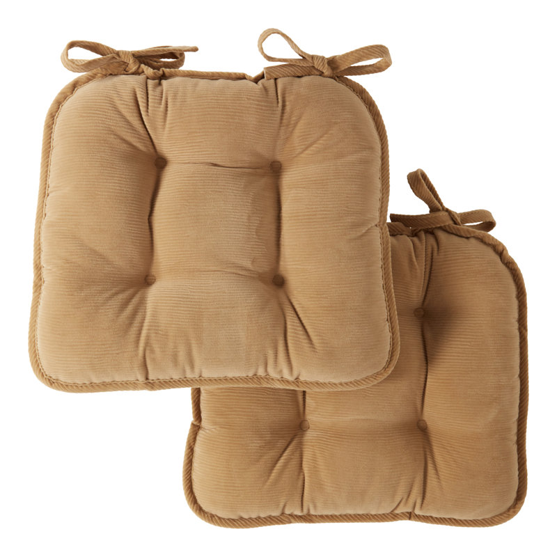 Coussin de siège d'intérieur réversible en velours côtelé, Chamois, Set of 2