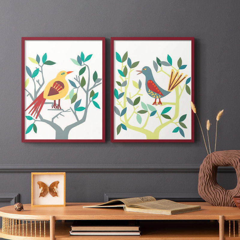 WhittyBird III - reproduction encadrée de qualité supérieure - prête à être accrochée - aucun clou requis - aucun clou requis