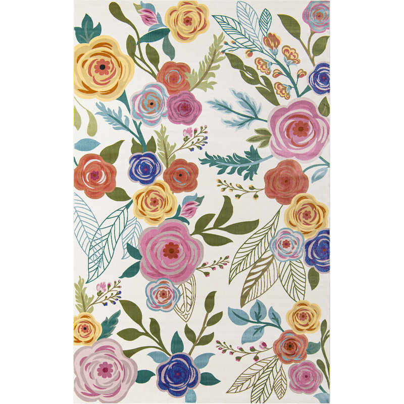 Floral Indoor Rug, Rectangle 5'3" x 7'10"