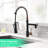 Pull Down Kitchen Sink Faucet, Black And Gold, Single Handle, Low Maintenance Contemporary Faucet With , Versatile Options-424245140