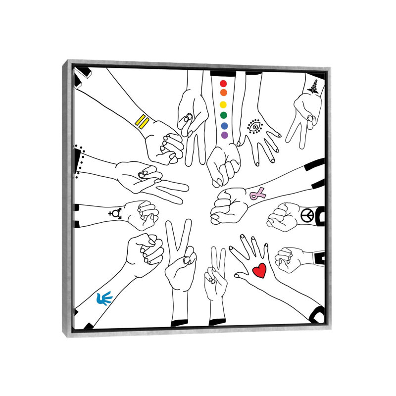 " Together " by Notsniw Art, 37" H x 37" W x 1.5" D, Silver Framed Canvas, No Mat