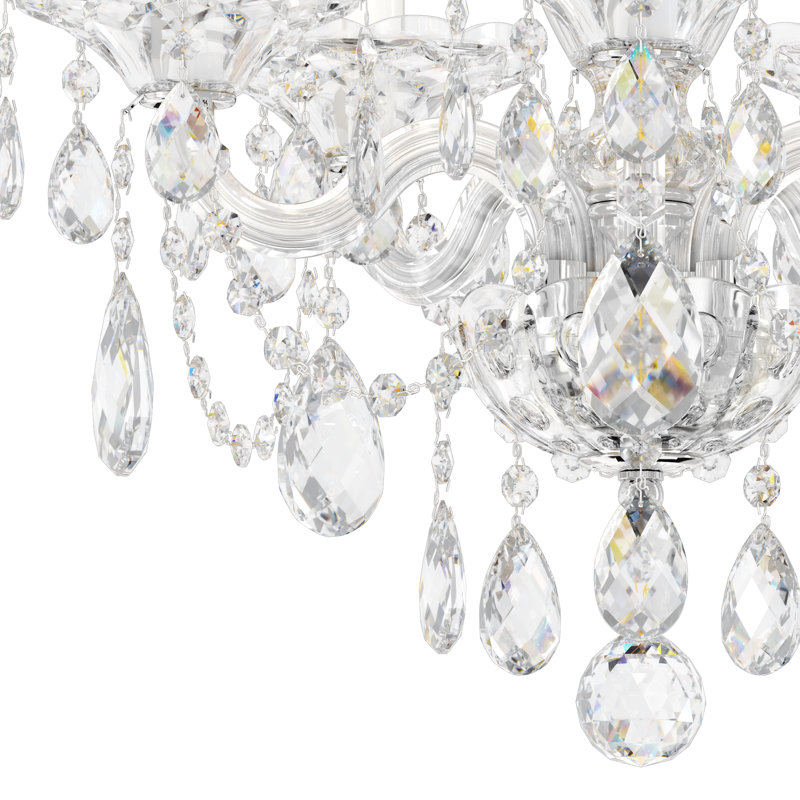 Sterling 5 - Light Glass Chandelier, Strass Clear, Polished Silver