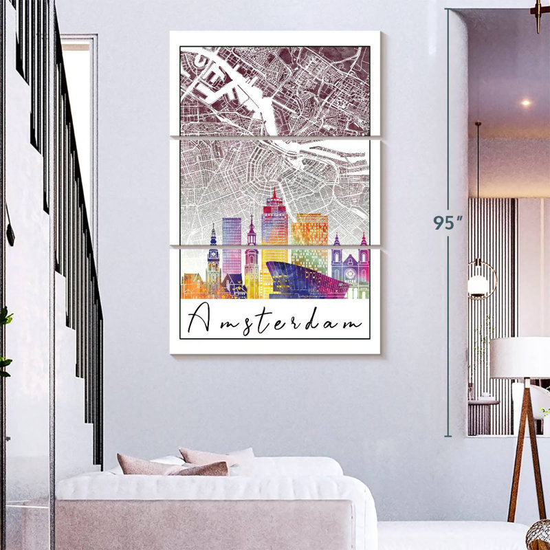 Carte de la ville de Aliaz Amsterdam, H 57 po x l 36 po