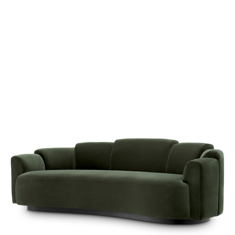 Sofa Marbella Torrin Green Velvet, 28.74" H x 91.34" W x 42.91" D
