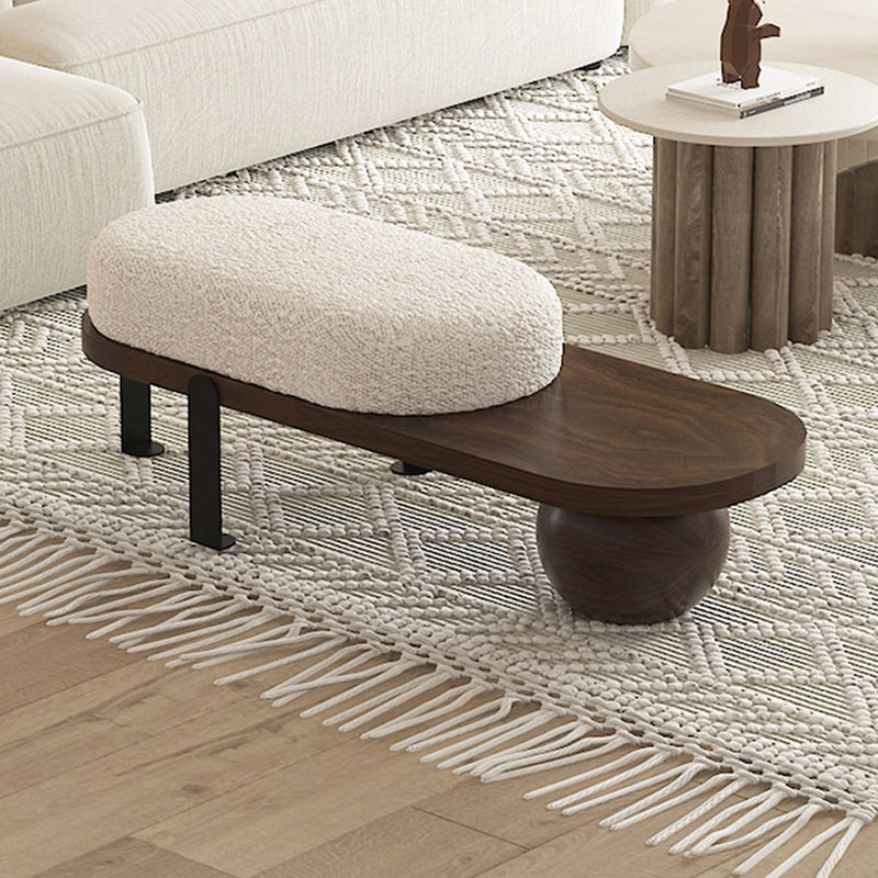 Banc rembourré blanc noisette, H 17,72 po x l 47,24 po x P 13,78 po