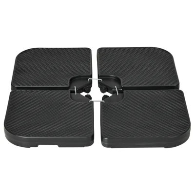 Black 4-Pack HDPE Cantilever Patio Umbrella Weight Plates, Wicker Textured Sand & Water Fill Offset Umbrella Base Weights, Max 175 Lbs Total Weight, Stackable Portable Weights for Outdoor Cross Bases