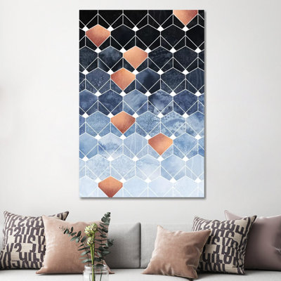 Copper Diamonds, Rectangular by Elisabeth Fredriksson - Wrapped Canvas Print
