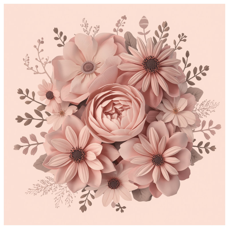 Couvre-lit matelassé à motif floral rose, Double