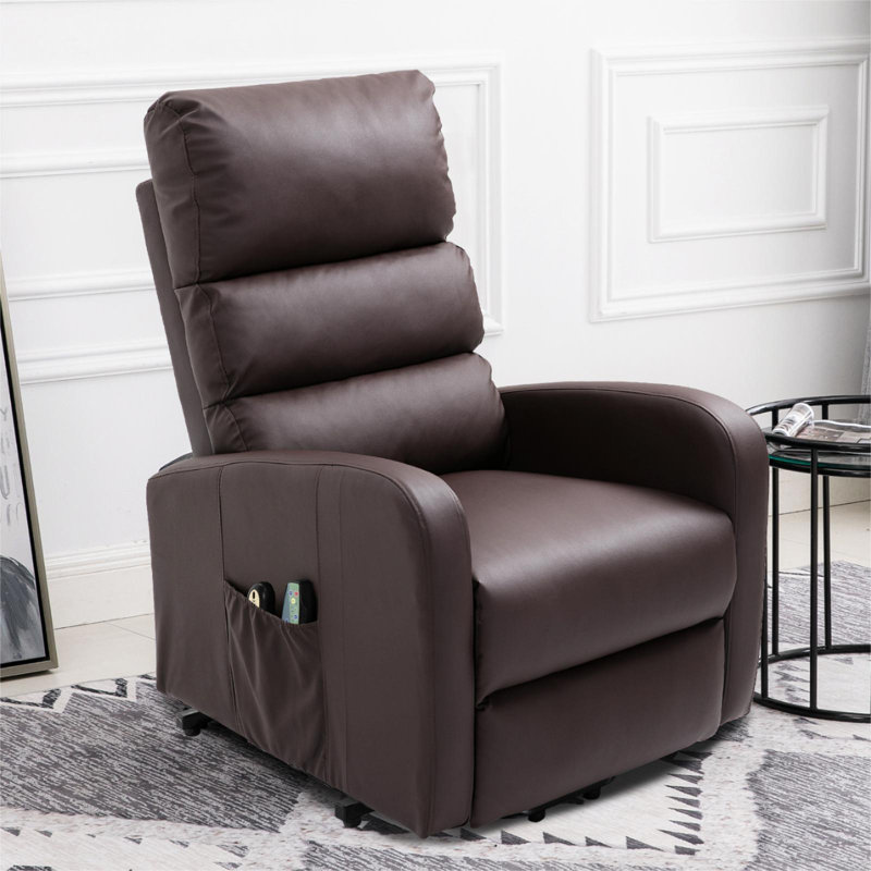 Elsmoriet Faux Leather Heated Massage Chair, Brown