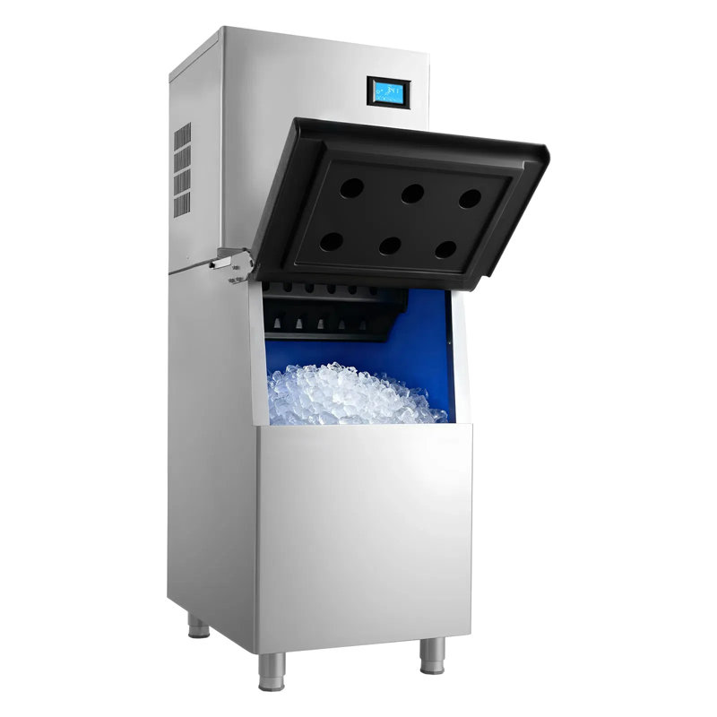 Machine à glaçons, machine à glaçons 360 lb / 24 h avec grand bac de rangement de 250 lb, machine à glaçons auto-nettoyante avec écran tactile pour bar, café, restaurant, commerce