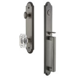 Arc Handleset with Single Cylinder Deadbolt and Baguette Crystal Door Knob and Rosette