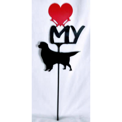 Golden Retriever Love My Heart - panneau de jardin