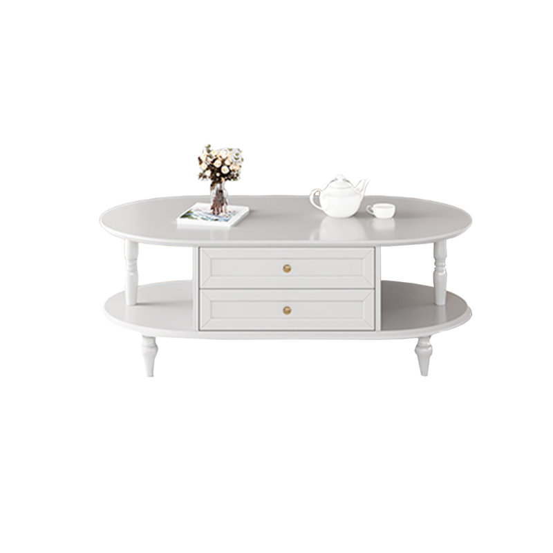 Table basse moderne en bois avec tablette ouverte, Blanc
