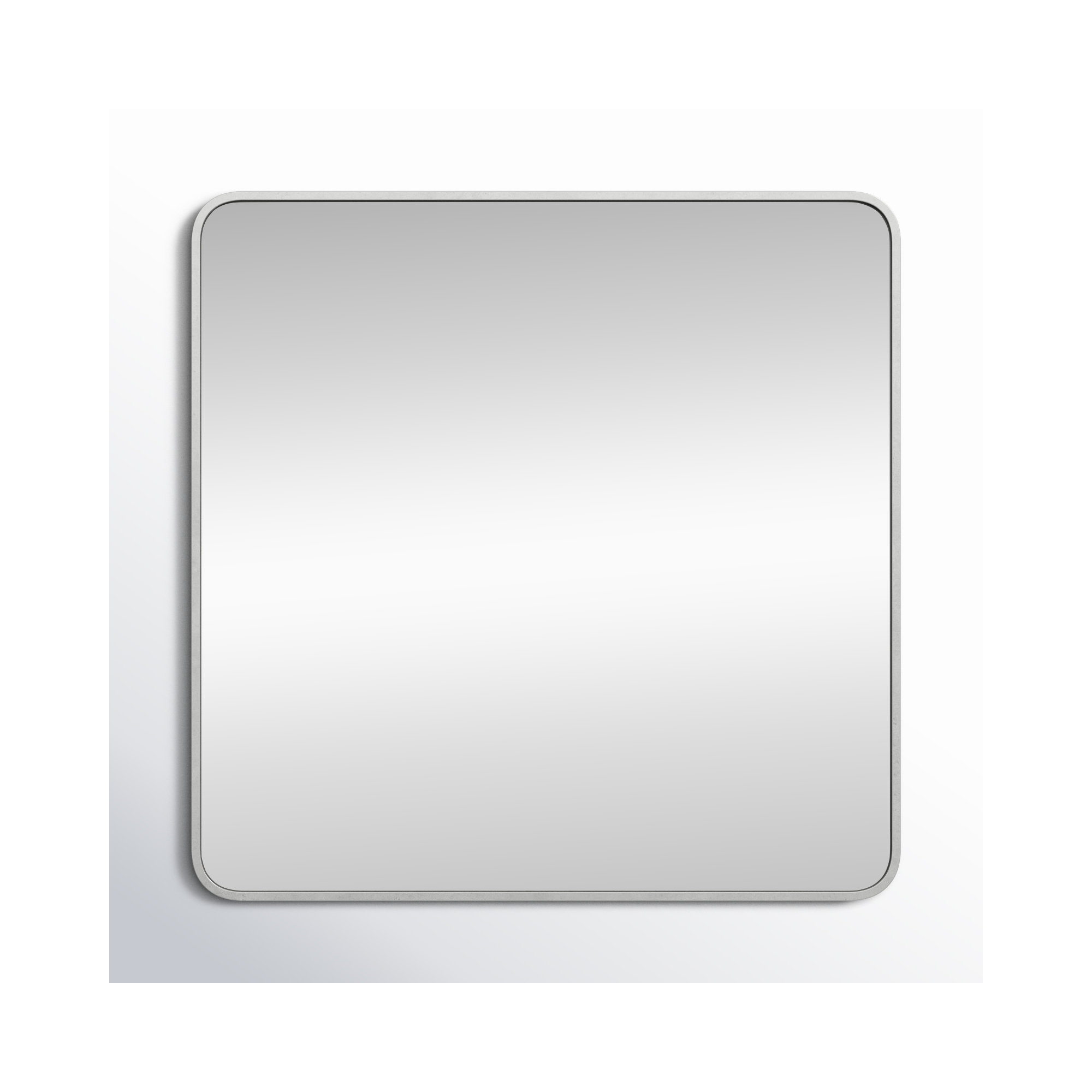 Sabine Metal Rounded Rectangle Wall Mirror, 36" x 36", Silver