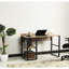 Bureau à structure en métal noir pour espace de travail de bureau à domicile, plateau en bois 58 po, 2 tablettes, bois massif, H 32 po x P 24 po, bureau 45 lb, plateforme, chêne