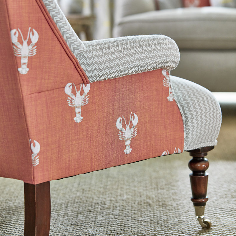 Cromer Embroidery Fabric, Coral