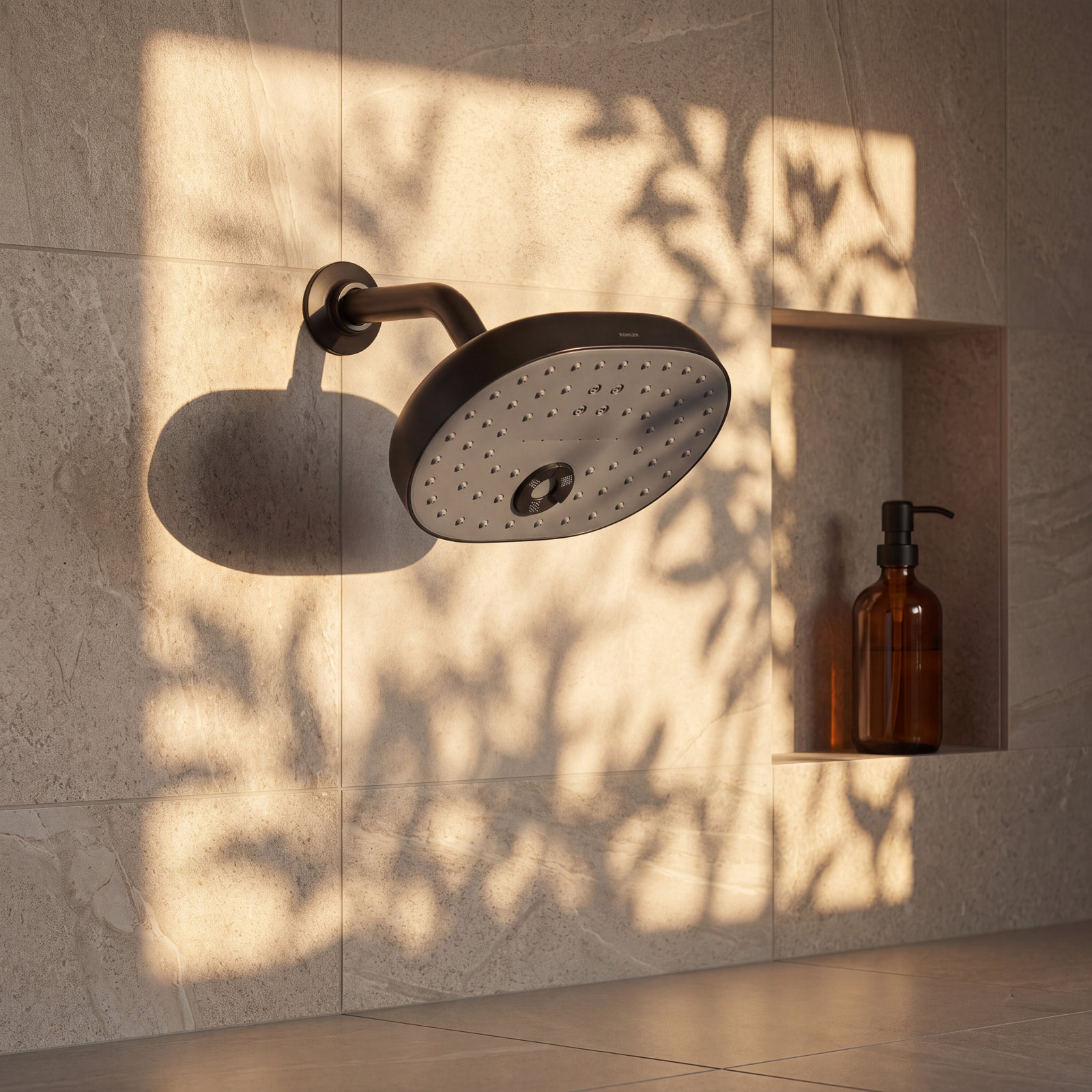 Statement Oval Multifunction Showerhead, Matte Black