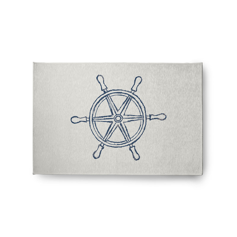 Tapis intérieur / extérieur bleu marine Kham, Rectangle 2 pi x 3 pi