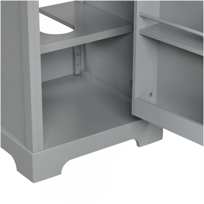 Meuble-lavabo de 20 po avec lavabo, armoire de salle de bain avec porte à fermeture douce, support de rangement et tablette réglable, gris (ancien SKU: N725P218017E)