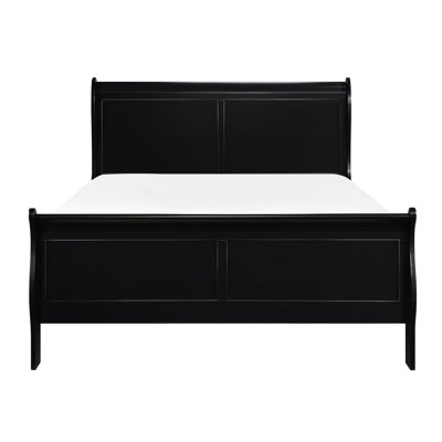 Lit double en bois de style traditionnel noir, pièce de chambre à coucher en bois, comprend une tête de lit et des traverses, sommier requis, assemblage simple nécessaire, finition en bois pour la chambre à coucher, avec nécessaire, requis