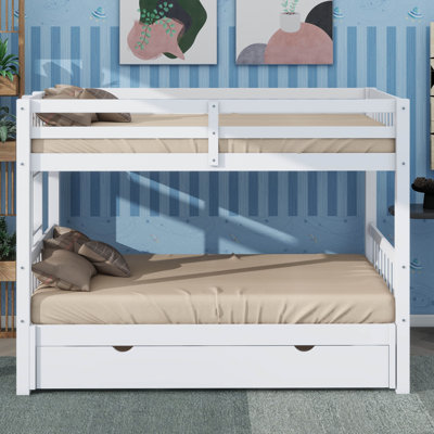 Twin-Size Bunk Bed Accompanied By An Extendable Trundle Bed Beneath