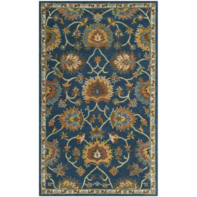 Tapis brun / bleu en laine touffeté à la main Cranmore