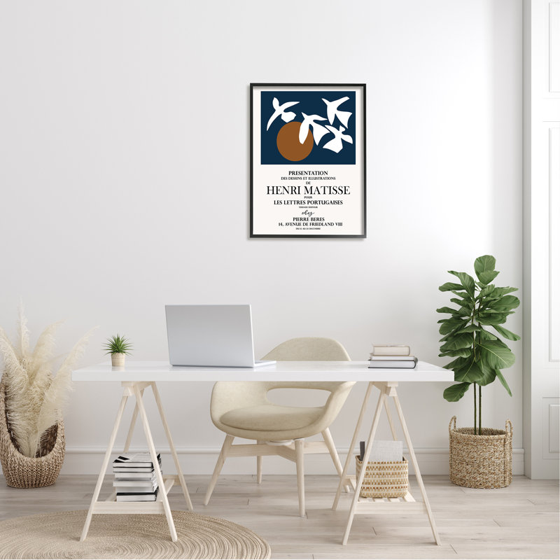 Flyer de collage historique soleil matisse, L 24 po x H 24 po, Giclée encadrée noir minuit