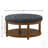 Large Round Tufted Linen Ottoman Coffee Table With Solid Wood Shelf, Ideal For Indoor And Outdoor Use, Durable And Stylish-50775057-50775070