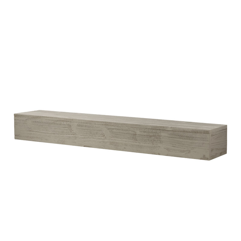 Manteau de cheminée en bois rustique 72 pouces - Tablette flottante murale avec finition en bois massif gris pour le salon