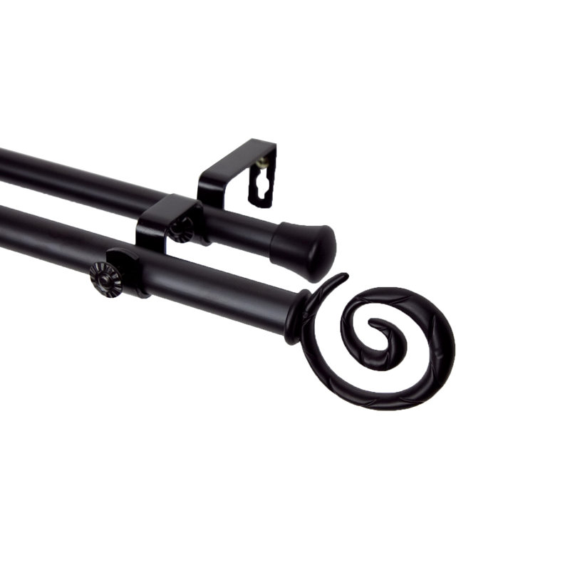 Tringle à rideaux double Mcewen, l 66 à 120 po, Noir