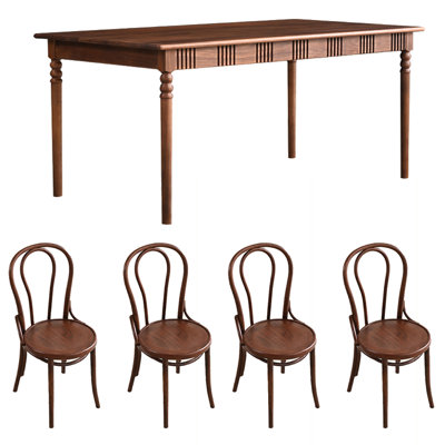 Vintage walnut dining table set