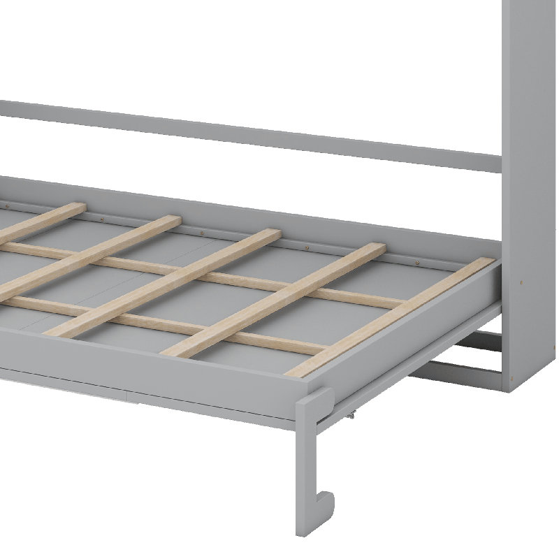 Lit escamotable horizontal avec USB, lit escamotable escamotable mural en bois, Grey