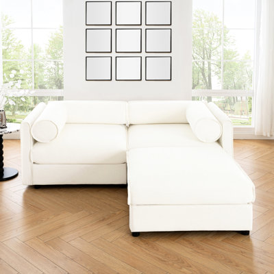 Stylish Chenille 2 With Storage, Cylindrical , Fabric And , Contemporary Living Room Essential