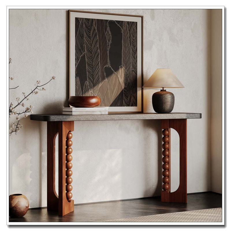 59'' Console Table Long Wood Sofa Table Behind Couch Table
