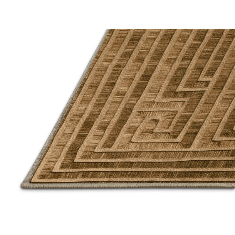 Machine Washable Botanical Brown Area Rug