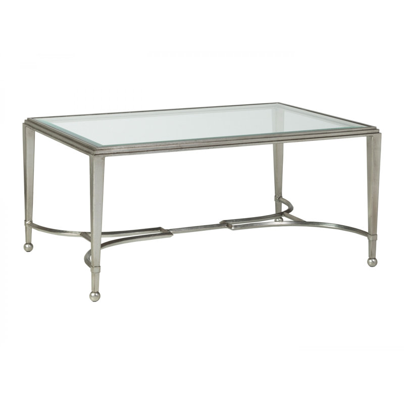 Table basse en métal Sangrevese, Feuille d'argent, H 20 po x L 42 po x l 28 po