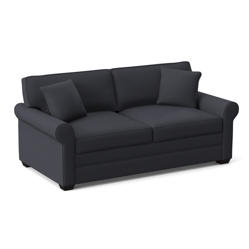 Bedford Upholstered 79'' Sofa, Java Finish, Beige Performance Fabric; 0851-73