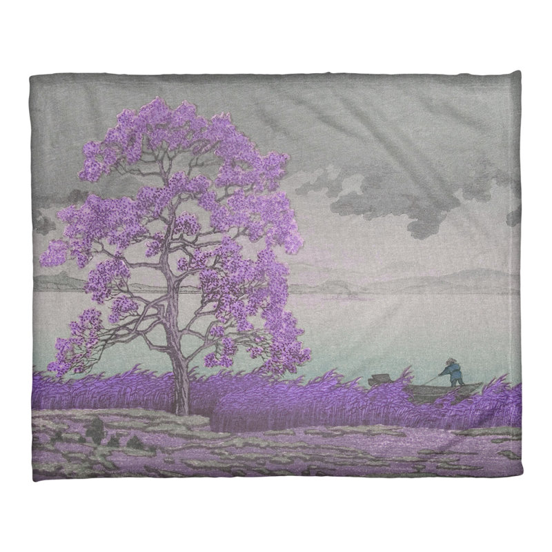  Jeté en molleton Rain Over the Shore, Mauve