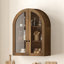 Armoire murale arquée, L 23,62 po x l 8,97 po x H 31,61 po, bois massif et panneau de fibres à densité moyenne, 1 pièce, naturel, avec portes en verre trempé et tablette réglable-1890889251