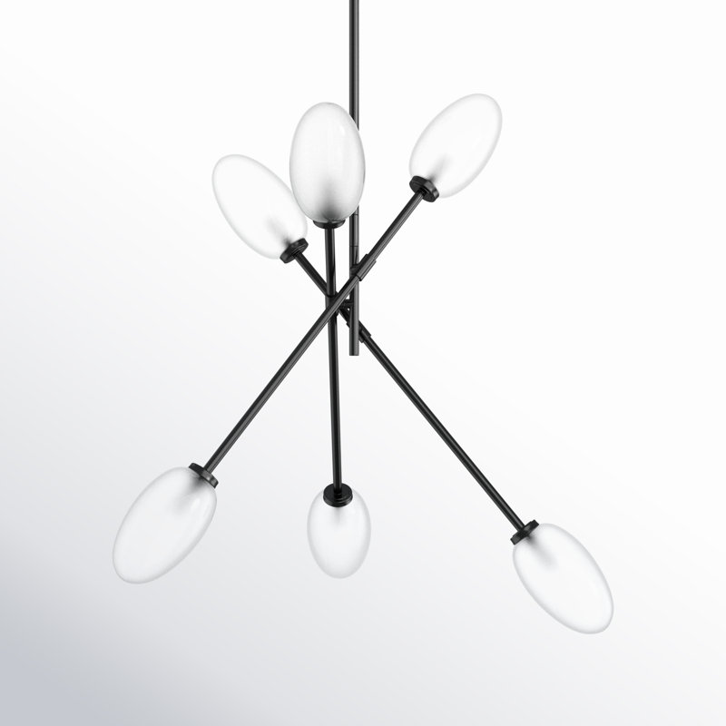Lustre spoutnik à 6 lumières à intensité variable Calabe, Noir mat